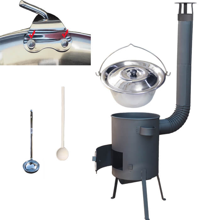 Nerezový kotlík 15 L s nýty (0,8 mm) INOX + žáruvzdorná kotlina 36 PLUS 600 4 MM