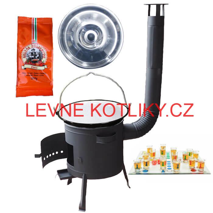 Smaltovaný kotlík 20 L (1,2 mm) + pepř + člověče pi už + nízká žáruvzdorná kotlina 42 PLUS 600