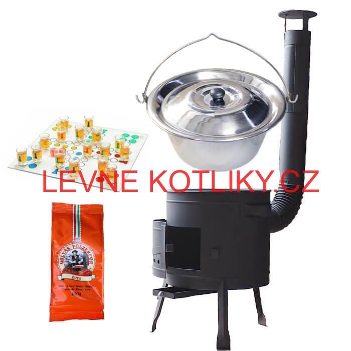 Nerezový kotlík 22 L (0,8 mm) + pepř + člověče pi už + nízká žáruvzdorná kotlina 42 PLUS 600