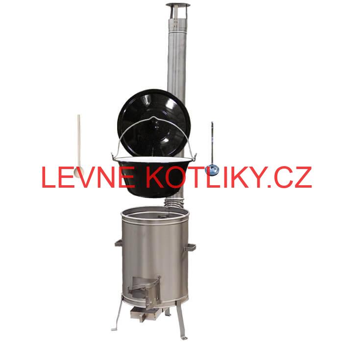 Smaltovaný kotlík 13 L (1,2 mm) + nerezová kotlina 36 cm + vařečka a naběračka LUX