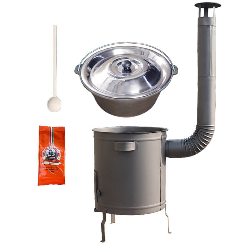 Litinový kotlík 16 L + silnostěnná kotlina 36 cm (1,5 mm) STRONG + žáruvzdorná barva Plus 600