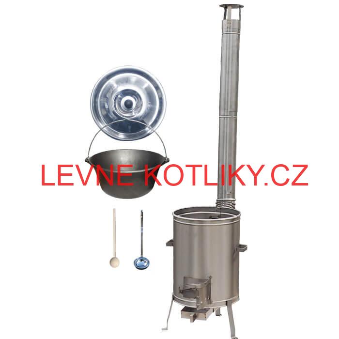 Litinový kotlík bez povrchové úpravy 10,8 L + Nerezová kotlina 33 LUX