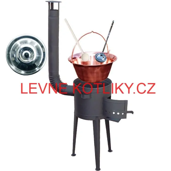 Měděný kotlík 20 L (1,2 mm) + vysoká žáruvzdorná kotlina (1,5 mm) HODO 42 cm PLUS 600 + vařečka + naběračka