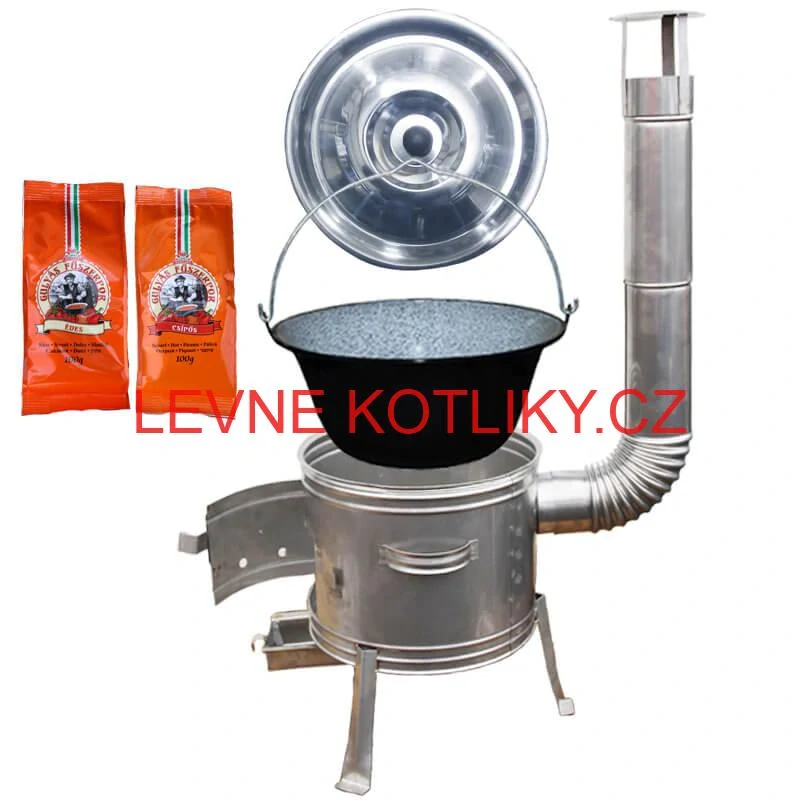Smaltovaný kotlík 22 L + Nerezová kotlina 42 INOX + paprikový pepř na guláš - MIX 100 g