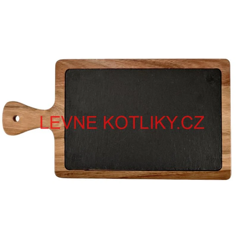 Servírovací podnos s břidlicovou deskou a rukojetí z akáciového dřeva 26 x 18 cm
