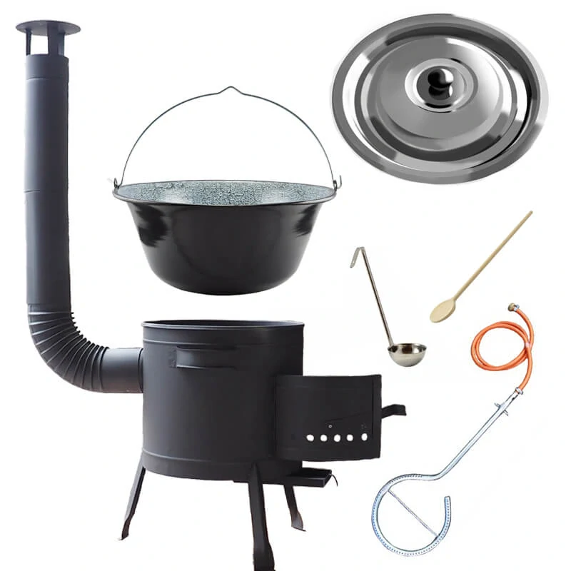 Smaltovaný kotlík (1,2 mm) 25 L + plynový hořák k PB + nízká kotlina 42 PLUS 600 + nerezová poklice INOX
