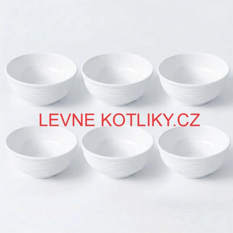 Sada 6 ks: Prémiové bílé misky s kamennou strukturou (750 ml)