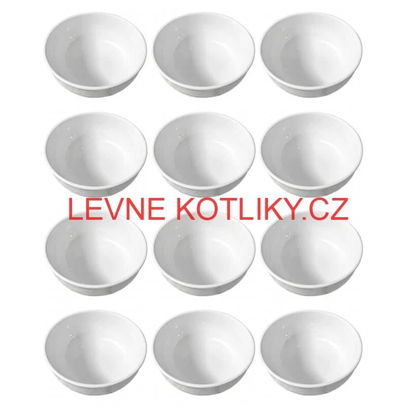 Sada 12 ks: Prémiové bílé misky s kamennou strukturou (750 ml)