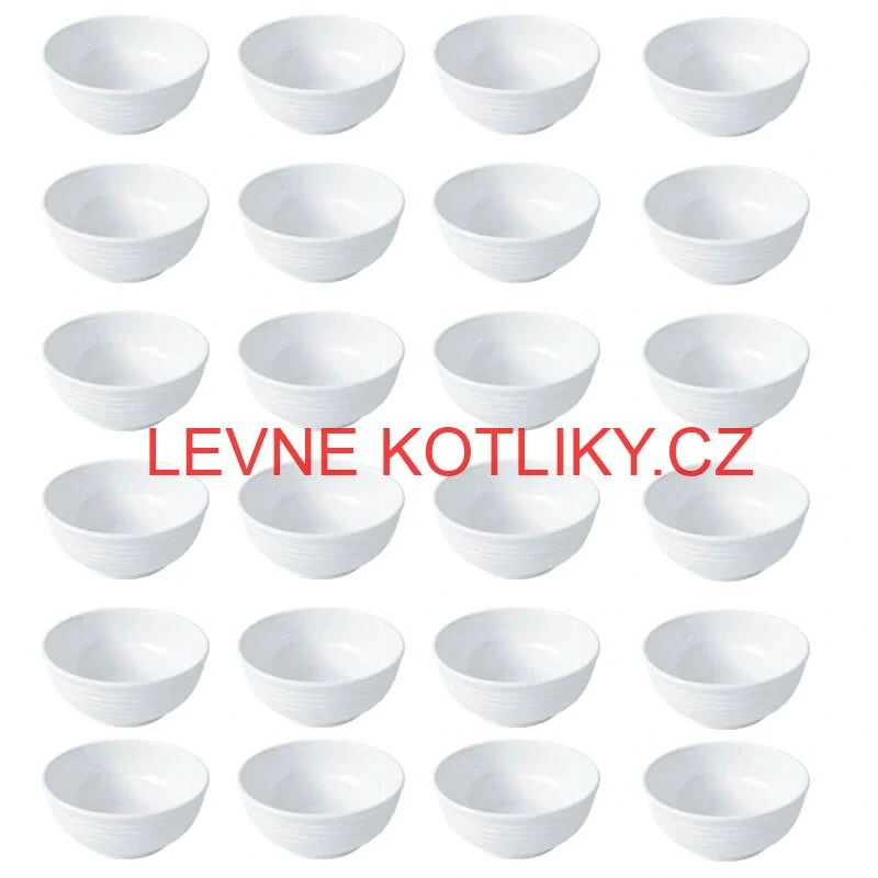 Sada 24 ks: Prémiové bílé misky s kamennou strukturou (750 ml)