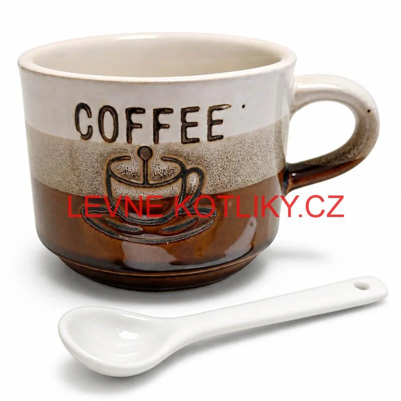 Keramický hrnek na kávu 150 ml COFFEE s lžičkou 1 ks