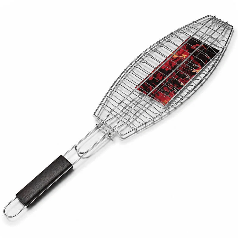 BBQ grilovací rošt na ryby – nerezové grilovací kleště 65 × 15 × 4 cm