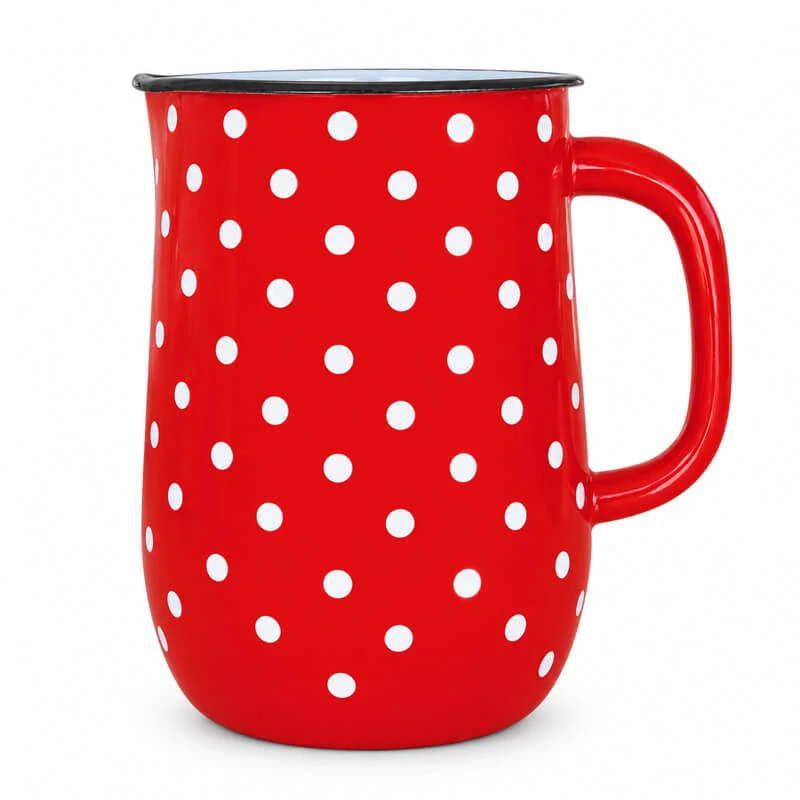 Smaltovaný džbán 2,5 l – červený s bílými puntíky