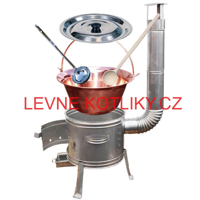 Měděný kotlík 14 L + nerezová kotlina 36 cm TOPLUX