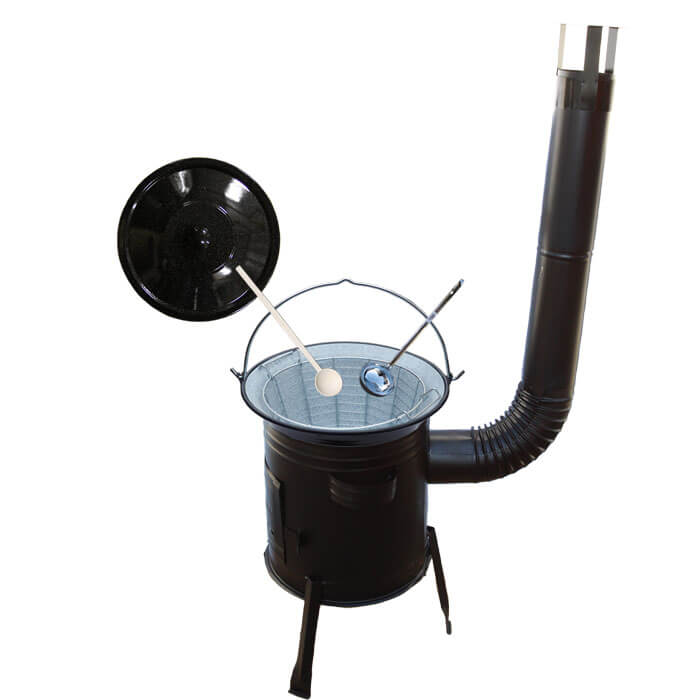 Smaltovaný kotlík 30 L (1,2 mm) + drátěný koš + kovová kotlina 45 Easy party (KOV)