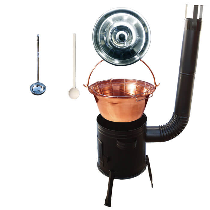 Měděný kotlík 20 L (1,2 mm) + drátěný koš + kovová kotlina 42 Easy party (KOV)