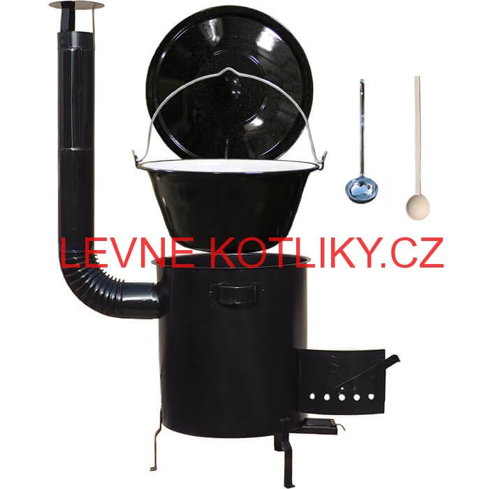 Smaltovaný kotlík 25 L (1,2 mm) + hrubostěnná (1,5 mm) kovová kotlina 42 STRONG