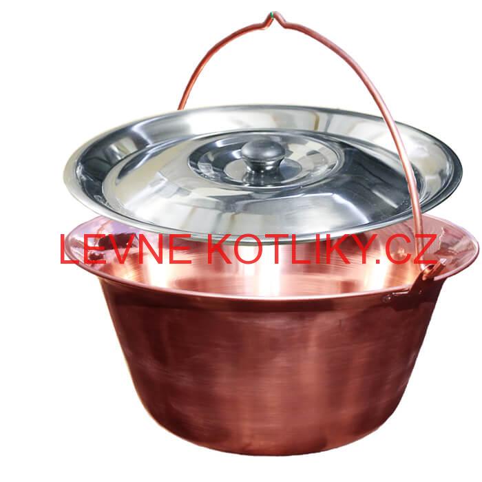 Měděný kotlík 10 L (1,2 mm) + nerezová poklice