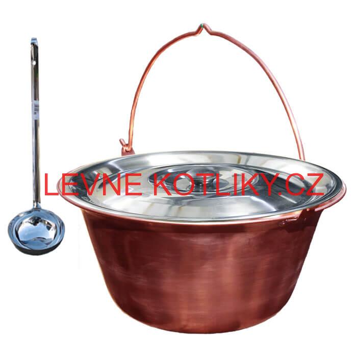 Měděný kotlík 14 L (1,2 mm) + nerezová poklice
