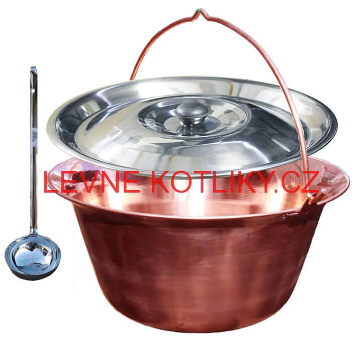 Měděný kotlík 30 L (1,2 mm) + nerezová poklice