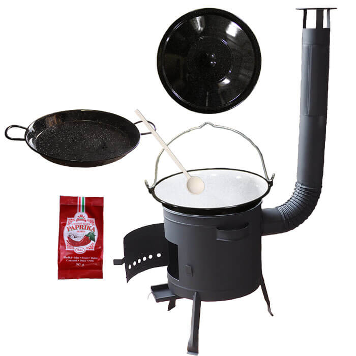 Smaltovaný kotlík 13 L + Paella smaltovaná pánev + nízká žáruvzdorná kotlina 36 cm PLUS 600