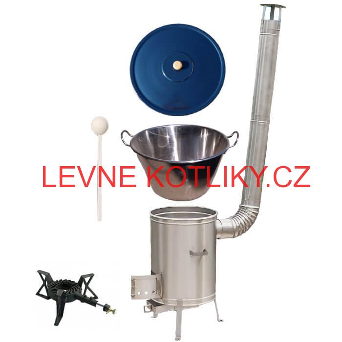 Zabijačkový nerezový kotel 60 L + nerezová kotlina 53 cm + hořák 7 kW