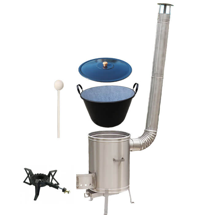 Zabijačkový smaltovaný kotel 80 L + nerezová kotlina 56 cm + hořák 7 kW