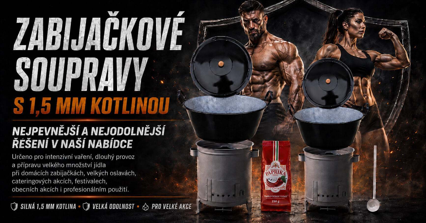 zabijačkové soupravy s 1,5 mm kotlinou