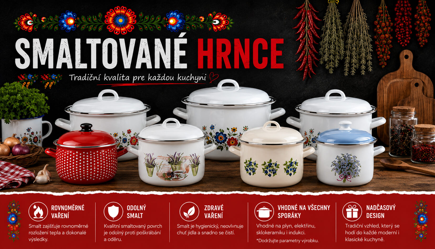 Smaltované hrnce pro každodenní vaření i rodinné obědy