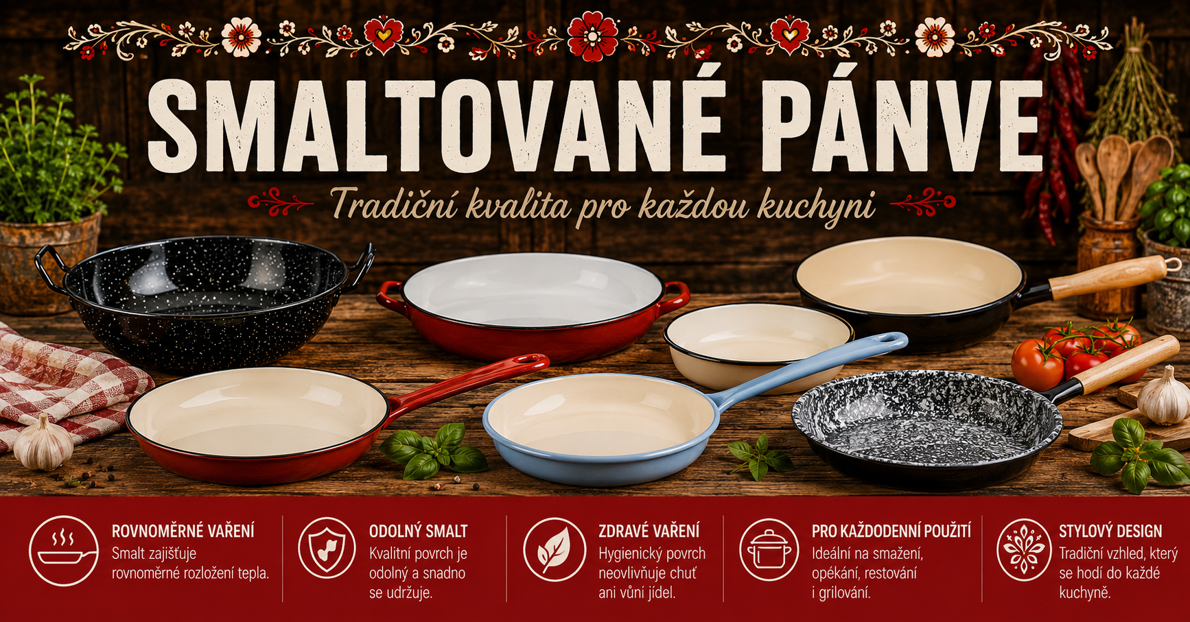 Smaltované pánve na paellu, grilování i společné vaření