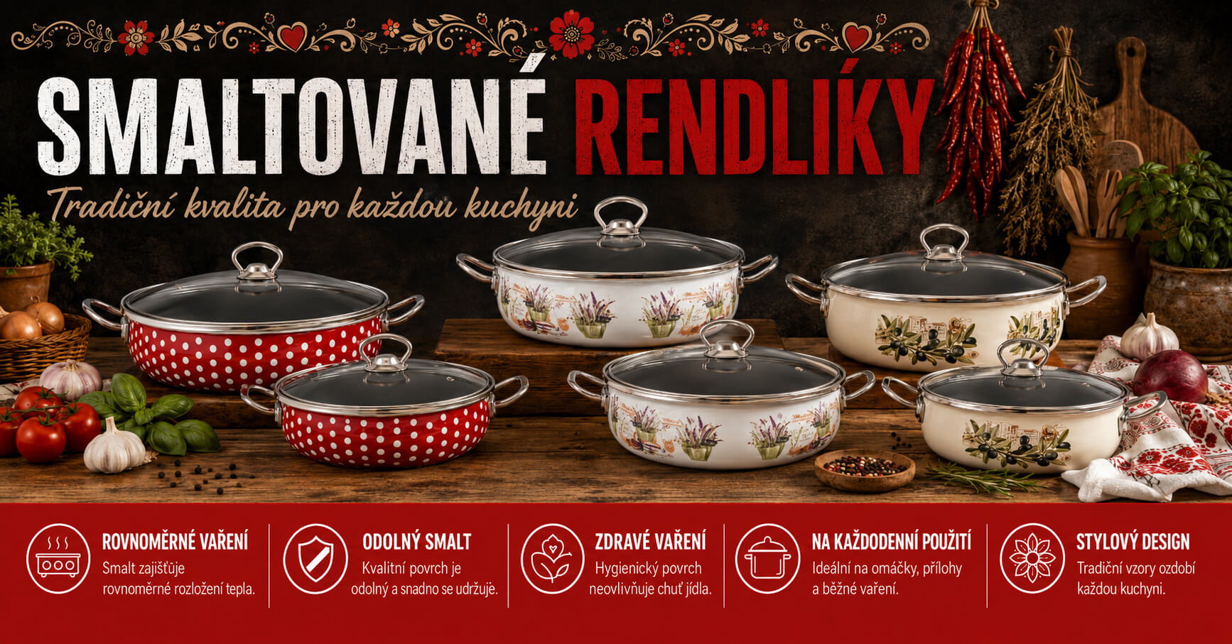 Smaltované rendlíky na omáčky