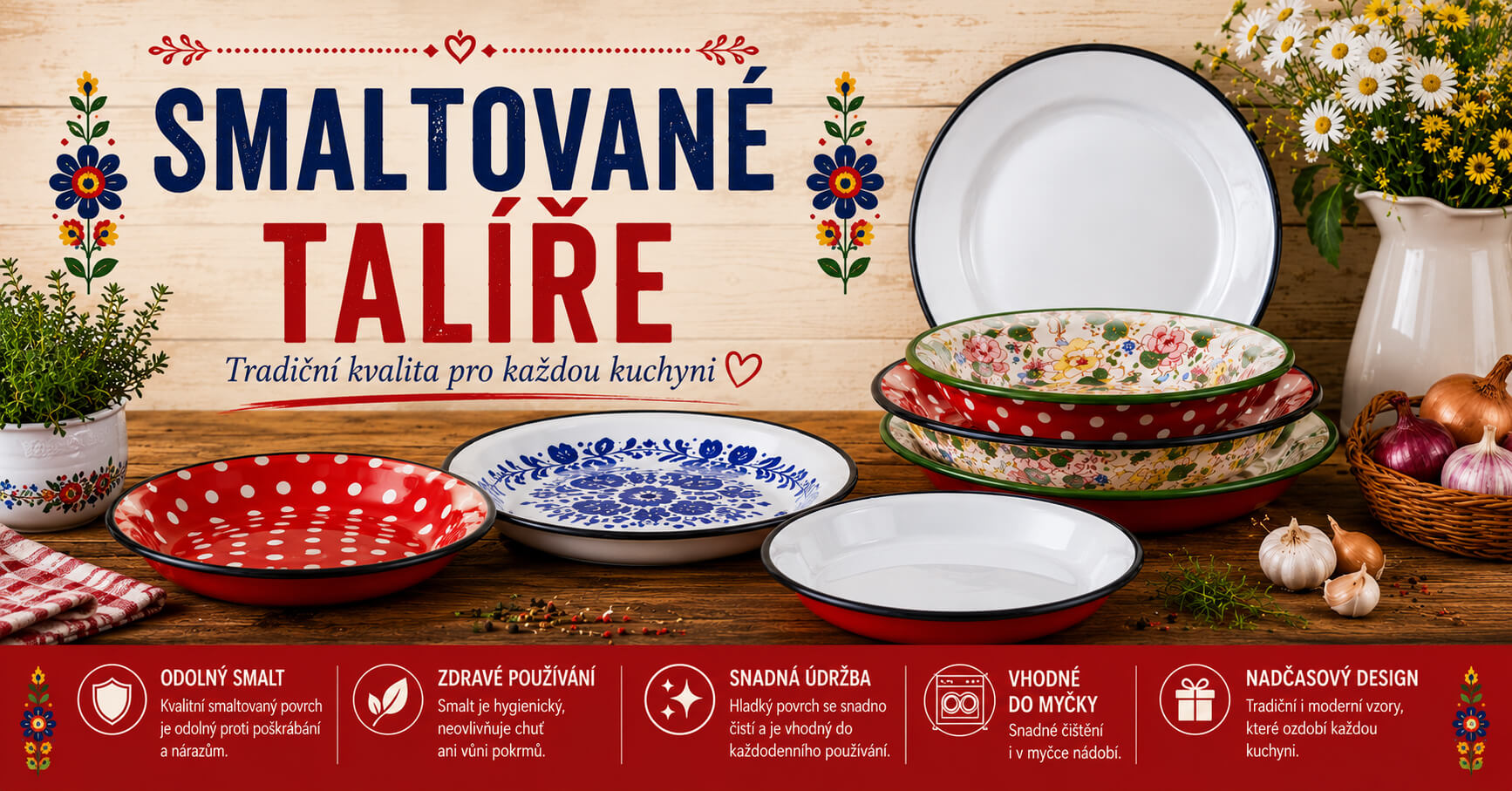 Smaltované talíře pro jídlo, které chutná nejlépe společně